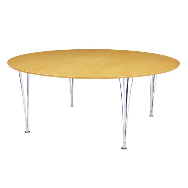Brown Large Scandinavian Round Birch Dining Table by Bruno Mathsson, 1980 For Sale - Image 8 of 8