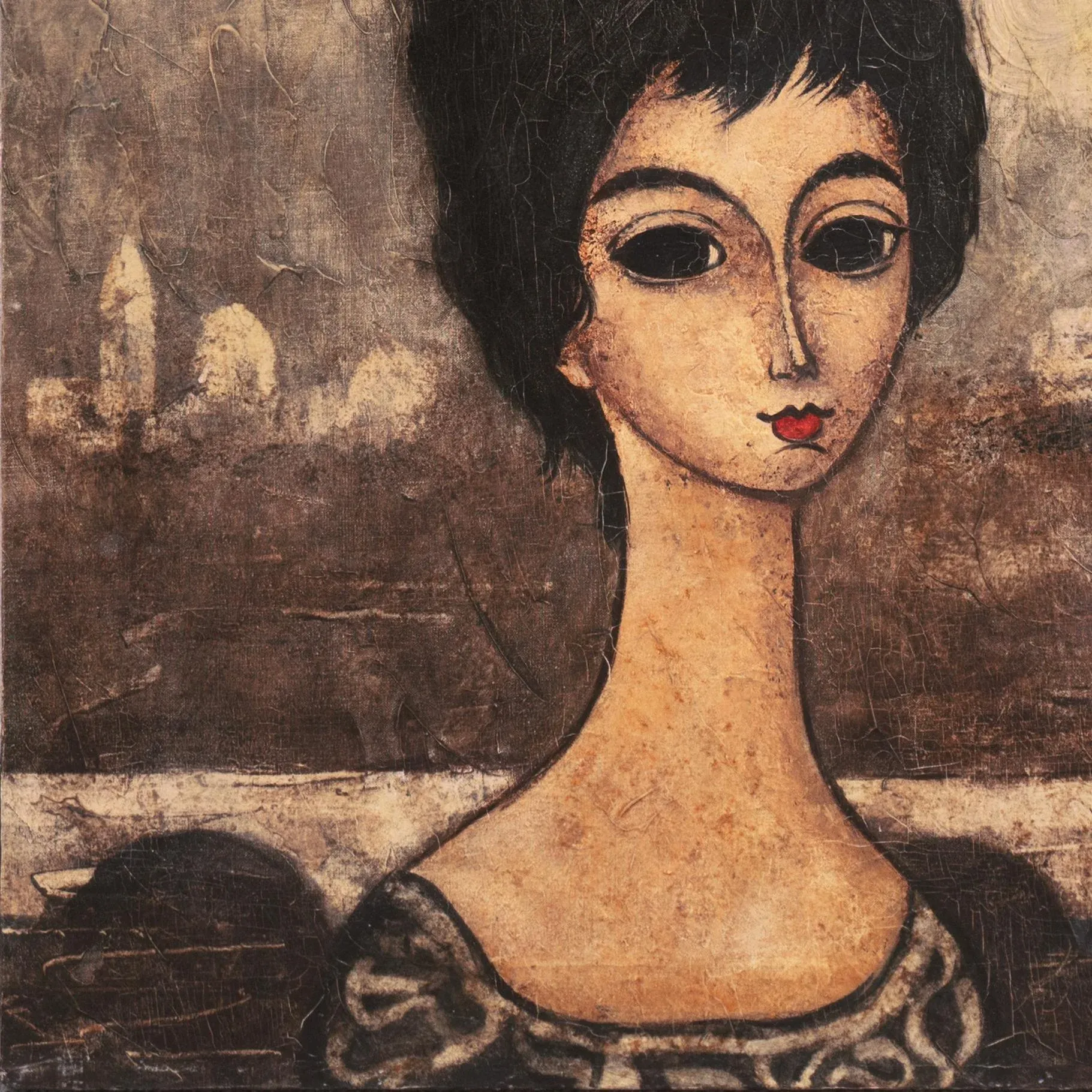 Young Venetian Woman' by Ian Janus, Paris, Post Impressionist
