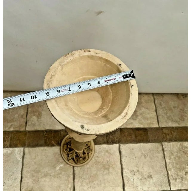 Vintage Asian Twisted Carved Resin Column Bust Plant Stand Pedestal For Sale - Image 9 of 9