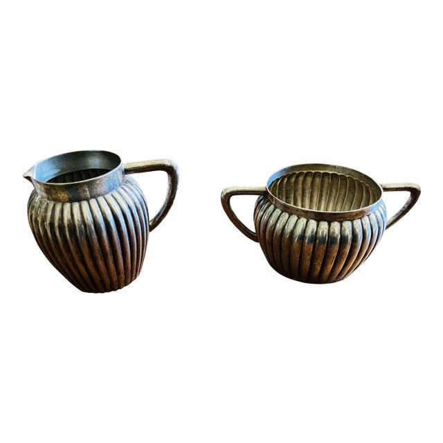 Mid 20th Century German/Posen Art Nouveau 800 Silver Sugar and Creamer Set - 2 Pieces For Sale