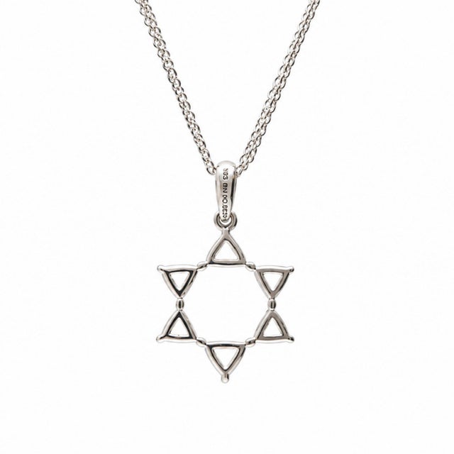Diamond Star of David Pendant 18k White Gold Necklace For Sale - Image 4 of 9