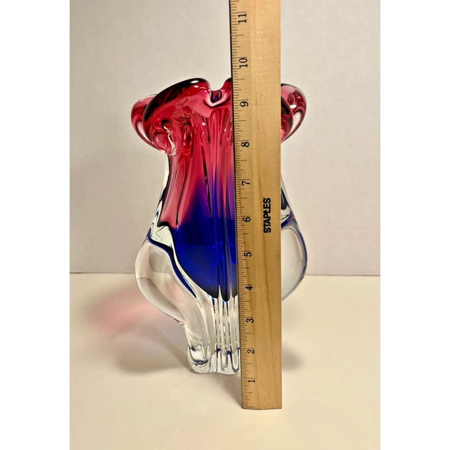Glass 1960's Josef Hospodka Czech Hand Blown Art Glass Pink & Blue Sommerso Vase For Sale - Image 7 of 7