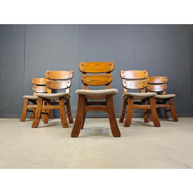 Gray Vintage Brutalist Dining Chairs, 1960s, Set of 5 For Sale - Image 8 of 12