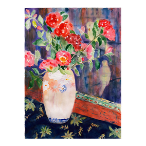 'Dog Roses in a Satsuma Vase' by Thomas Haight, Japanese Decorative Arts, Lacquer Mirror