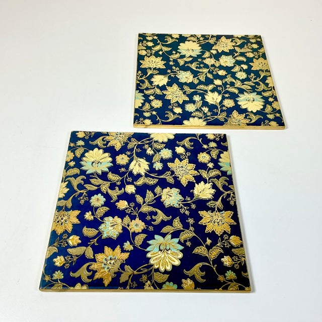 1980s Vintage Chinoiserie Hollywood Regency Boho Chic Trivets - Set of 2 For Sale - Image 4 of 9