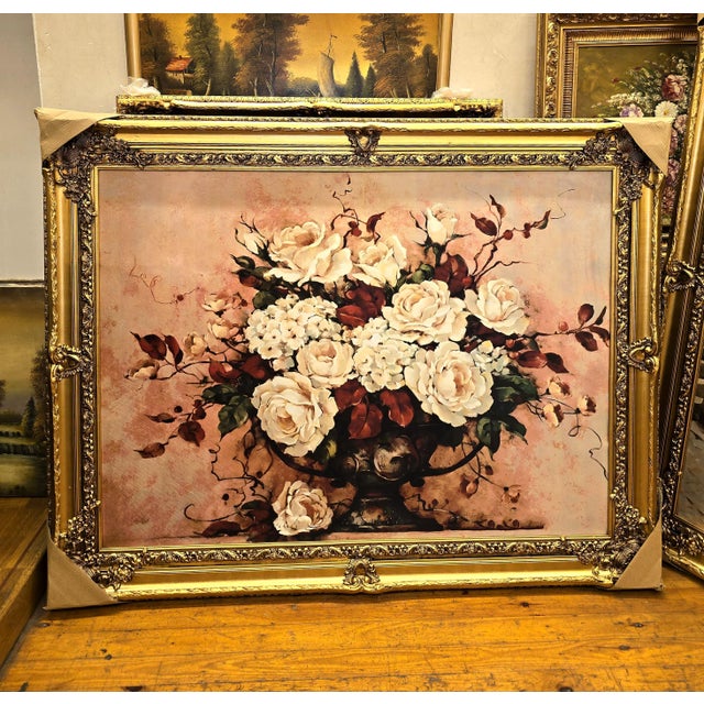 Bring timeless elegance to your interior with this beautifully composed French-style floral artwork, featuring a lush...