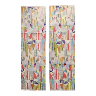 Contemporary Colorful Persian Runners - A Pair - 2'7" x 8'2" For Sale