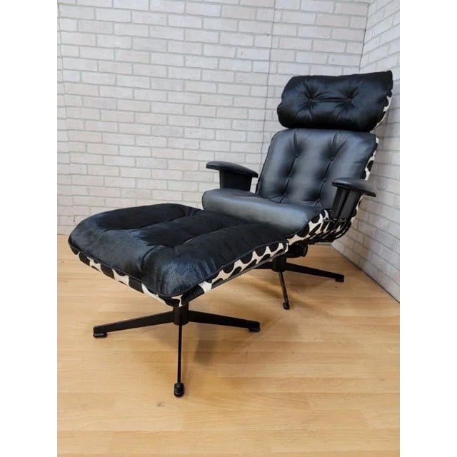 MCM Homecrest Black Wire 2 Swivel Lounges, Loveseat and Ottoman Newly Reupholstered For Sale In Chicago - Image 6 of 11