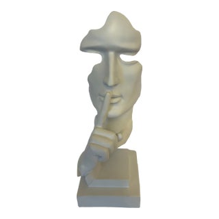 Silence Is Golden Sculpture in White For Sale