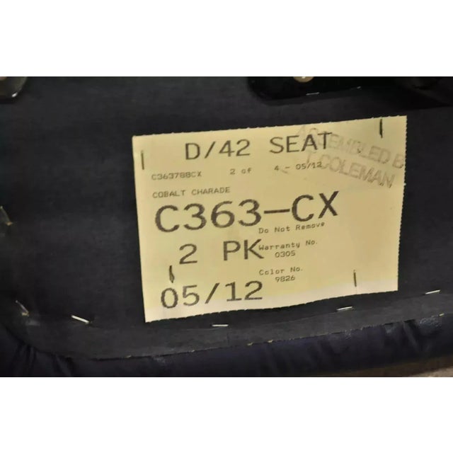 Late 20th Century Vintage Chromcraft Mid Century Modern Blue Vinyl Rolling Office Desk Chair For Sale - Image 11 of 12