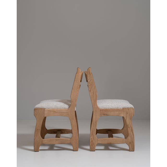 Pair of 1970s French Beige Oak Mid-Century Modern Chairs with Upholstered Seats For Sale - Image 10 of 15