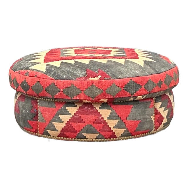 Vintage Boho Kilim Ottoman For Sale