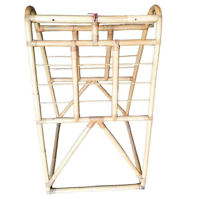 Restored 1938 Art Deco Arched Rattan & Wicker Fabric Display Rack For Sale In Los Angeles - Image 6 of 10