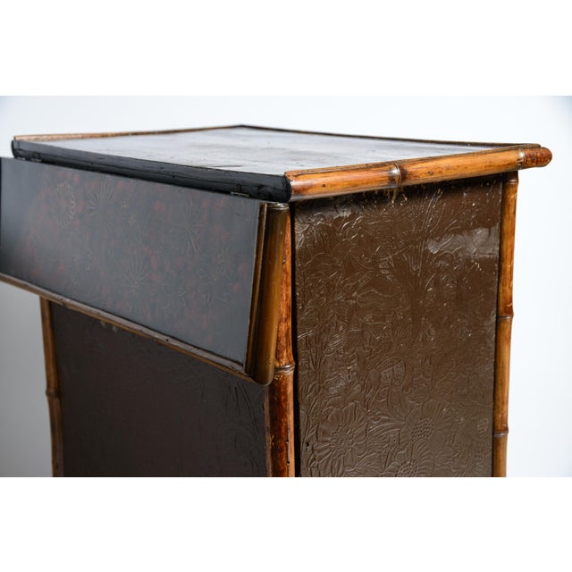 Antique French Napoleon III Chinoiserie Lacquered Bamboo Work Table For Sale - Image 15 of 17