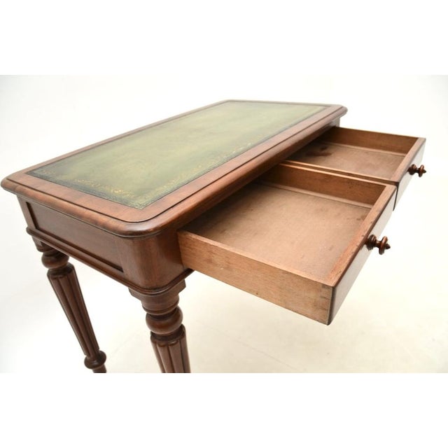 Mid 19th Century Antique Victorian Leather Top Writing Table, 1860 For Sale - Image 5 of 10