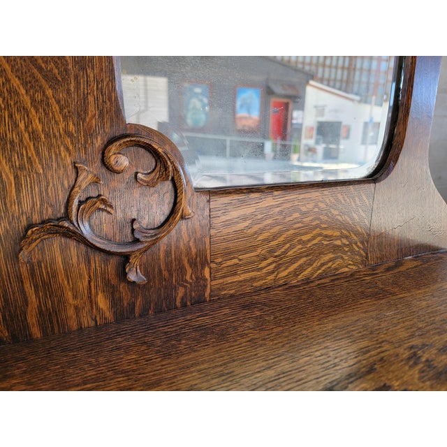 Brown Antique Side by Side Desk, Display and Storage Cabinet. Tiger Oak Circa. 1900 For Sale - Image 8 of 18