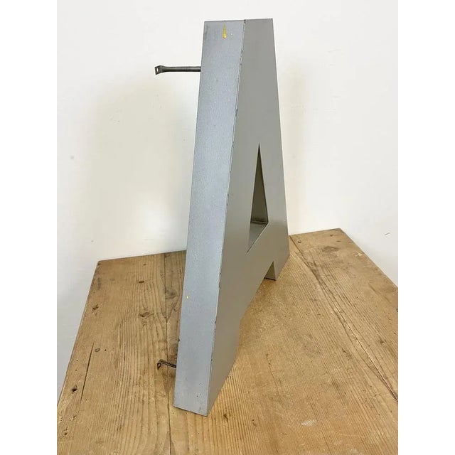 Industrial Large Vintage Grey Iron Facade Letter A, 1970s For Sale - Image 3 of 11
