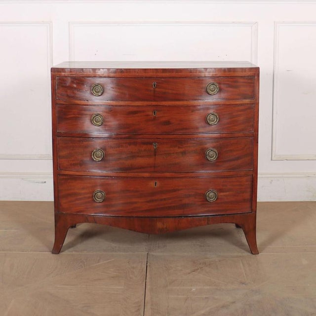 Good early 19th C English 4 drawer Mahogany bowfront chest of drawers. 1820 This piece is designed in the style of the...