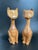 A lovely pair of hand carved wooden cat by local artist E. Hummel, crafted in the 90s. The duo combines the clean Mid-...