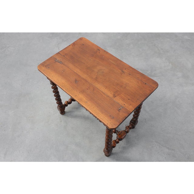 French Barley Twist Walnut Side Table with Drawer, 1880 For Sale - Image 14 of 18