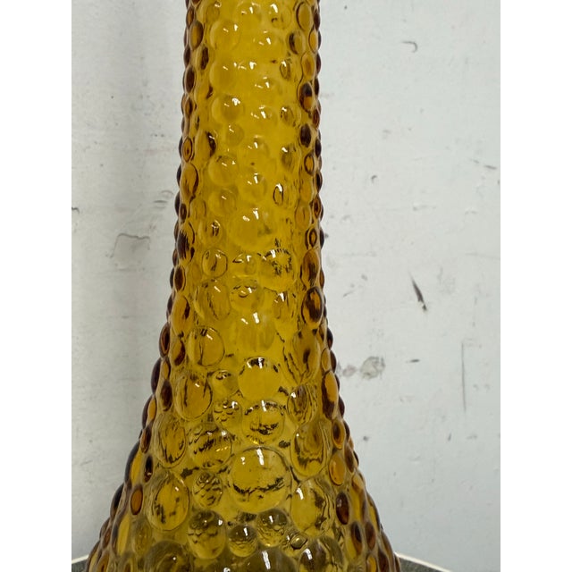 Italian Hand Blown Amber Vessel With Stopper For Sale - Image 9 of 12