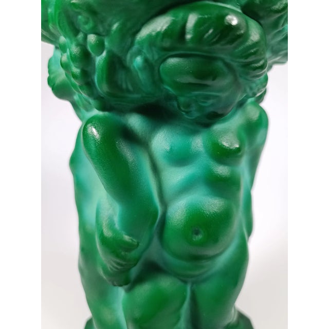 A beautiful Art Deco vase designed by František Pazourek for Curt Schlevogt from the 1930s. Made of malachite, green...