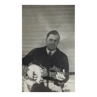 Mid 20th Century Banjo Player Snapshot Photograph For Sale
