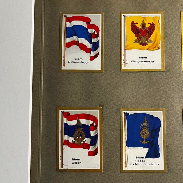 Fantastic original 1930 German cigarette card sheet of Siam (Thailand) matted and ready for framing. Back of page is...