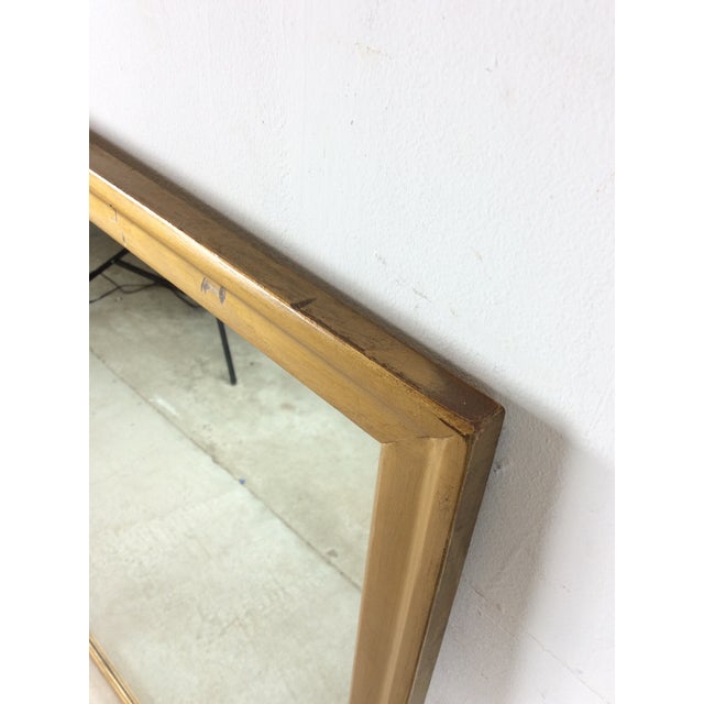Brown Mid Century Modern Rectangular Wall Mirror With Blonde Wood Frame For Sale - Image 8 of 17
