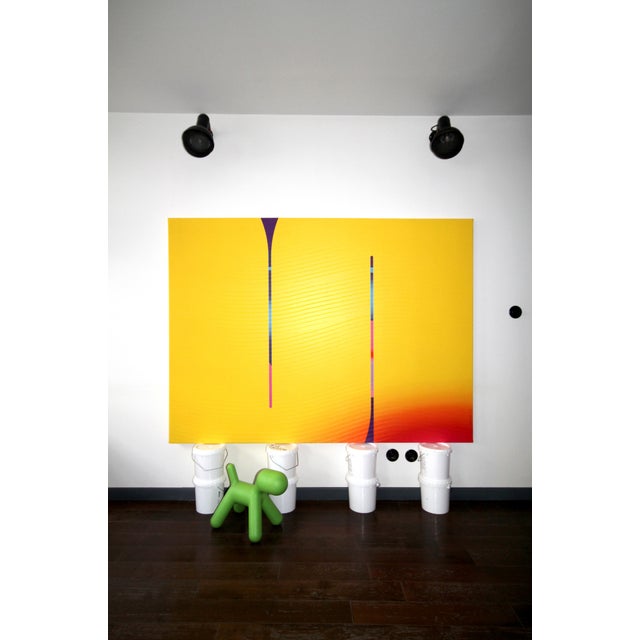 Contemporary Abstract Matte Gel Applied on Fine Art Digital Printed Canvas "Bouton D’or Alizarine Zinzolin # Cosmopolitain" by Jerome Tham Vo My For Sale - Image 4 of 7