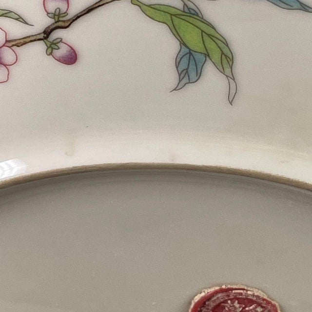 Chinese Famille Rose Porcelain Charger With Peach & Bat Motif For Sale - Image 9 of 9