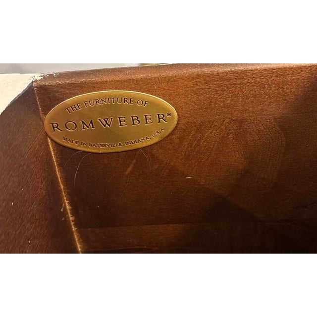 White Mid 20th Century Romweber Painted Credenza / Sideboard – Solid Wood, Carved Drawer Fronts For Sale - Image 8 of 8