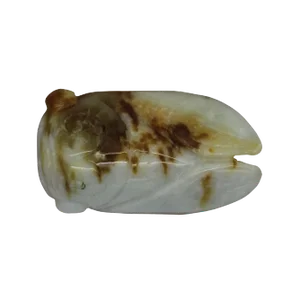 Natural White and Brown Cicada Zen Ornament Figure Jade Pendant