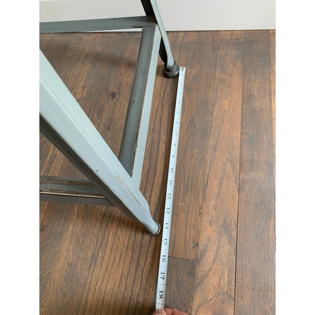 Vintage Industrial Gray Metal Bar Stool For Sale In Seattle - Image 6 of 10