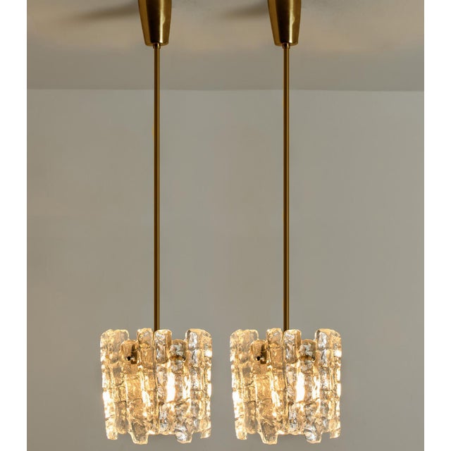 Modern Ice Glass Pendants from Kalmar, 1970s, Set of 2 For Sale - Image 6 of 10