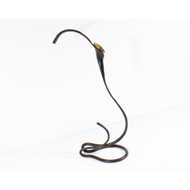 Late 20th Century Hand-Forged Calla Lily Iron and Brass Candle Holder by Jack Brubaker For Sale - Image 5 of 7
