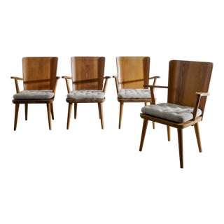 Swedish Mid-Century Wooden Armchair in Pine by Göran Malmvall, 1940s For Sale