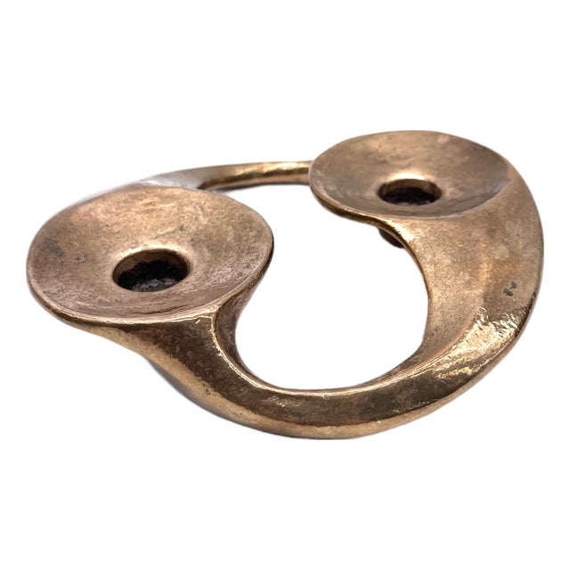 Brutalist Bronze Double Candleholder by Michael Harjes, 1970s For Sale