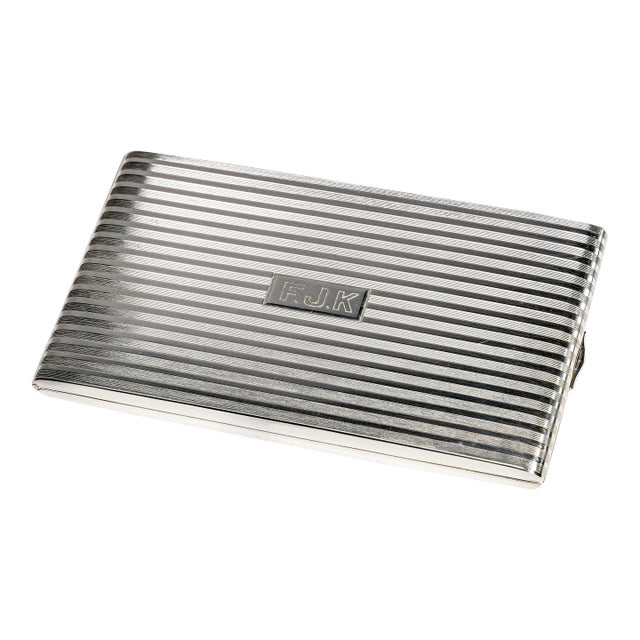 Vintage Napier Sterling Silver Cigarette Case Engine Turned Art Deco Provenance Presentation Card Case Tobacciana For Sale