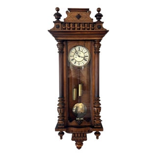 Antique Victorian Vienna Wall Clock in Walnut, 1860 For Sale