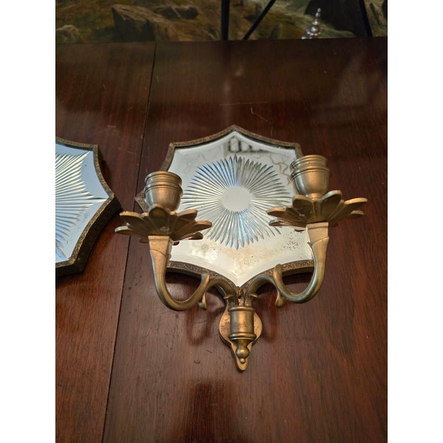 Vintage Pair of Bagues Style Mirrored Sconces For Sale - Image 4 of 11