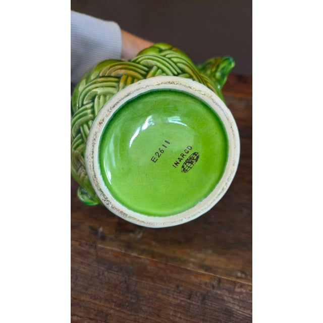 1960s Inarco E2611 Green Majolica-Style Fruit Pitcher For Sale - Image 13 of 14