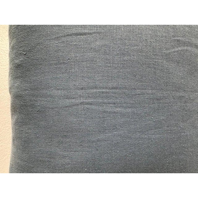 Linen Indigo-Dyed Tribal Textile Pillow in Cotton and Linen, Modern Design For Sale - Image 8 of 8