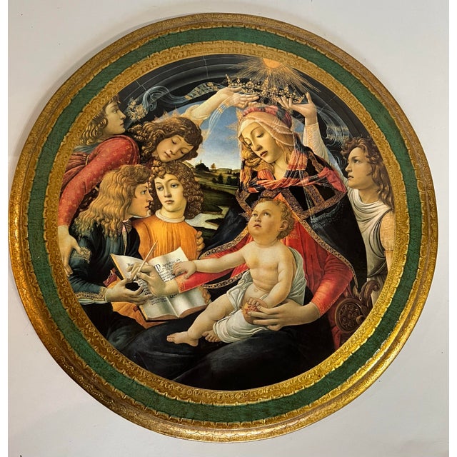 Vintage Made in Italy Florentine Bottivelli Madonna of the Magnificent Child Wall Plaque For Sale - Image 4 of 10