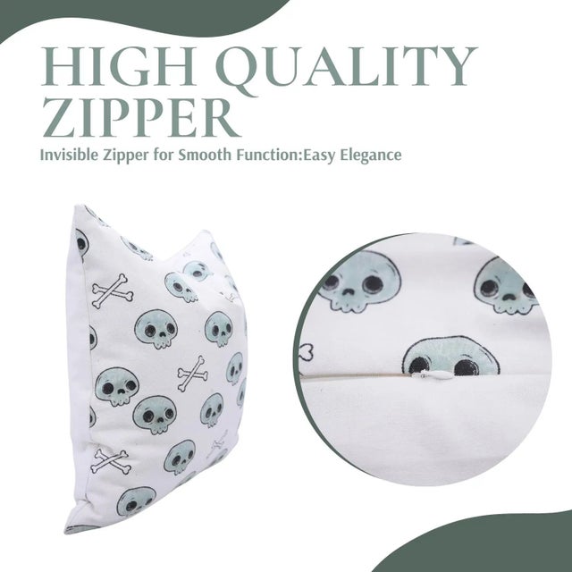 Add a touch of artistic charm to your festive décor with the Fabdivine Spooky Skeleton Block Print Pillow Cover, a perfect...