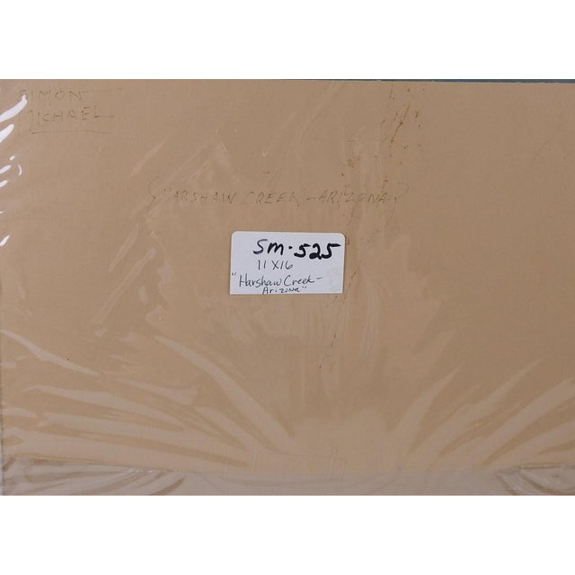 Late 20th century acrylic on mat board impressionist painting of Harshaw Creek, Arizona by Simon Michael (1906-2002)...