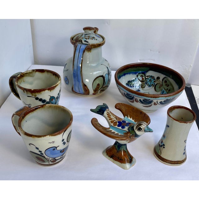 Mexican 1960s Hand-Painted Mexican Tonala Pottery by Ken Edwards Collection - Set of Six For Sale - Image 3 of 18