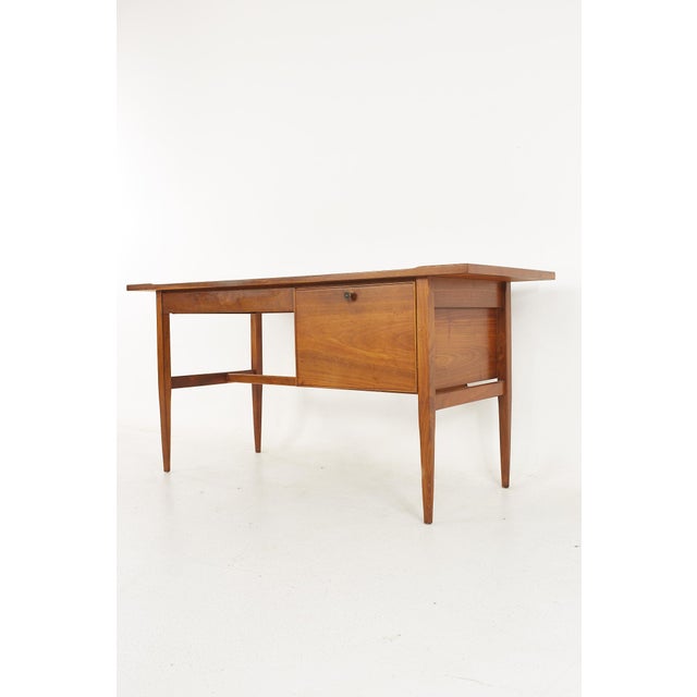 Mid 20th Century Kipp Stewart for Drexel Declaration Mid Century Walnut Writing Desk For Sale - Image 5 of 11