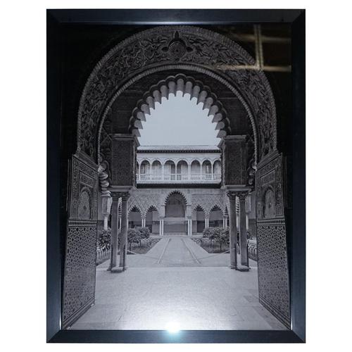 Wood Courtyard of the Maidens in the Real Alcazar in Seville, Print, Framed For Sale - Image 7 of 7
