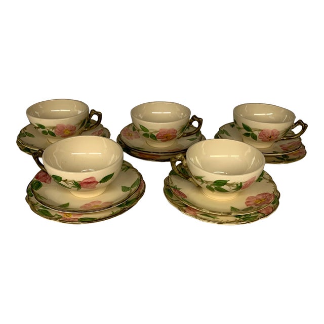 Vintage Franciscan Desert Rose Tea Cups and Matching Saucers and Plates - 15 PCS For Sale